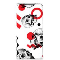 Mobiel BookCase Motorola Moto G22 Skull Red