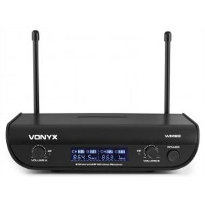 Vonyx WM82C 2-kanaals UHF draadloos microfoonsysteem