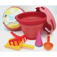 Strandset Rood | Opvouwbare emmer, zeef, schep en meer