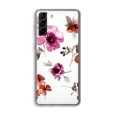 Geschilderde bloemen: Samsung Galaxy S21 Plus Transparant Hoesje