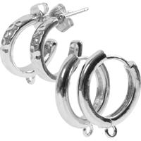 Creativ Company Grote oorbellen met oog, d 15 mm, dikte 3 mm, verzilverd, 2x2 paar/ 1 doos