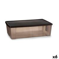 Opbergbak met Deksel Stefanplast Elegance Bruin Plastic 30 L (6 Stuks)