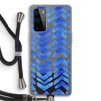Blauwe pijlen: OnePlus 9 Pro Transparant Hoesje met koord