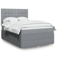 Boxspring met matras stof lichtgrijs 140x190 cm