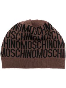 Moschino bonnet à logo en intarsia - Marron