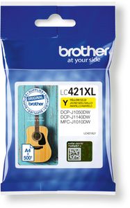 Brother inktcartridge, 500 pagina&apos;s, OEM LC-421XLY, geel