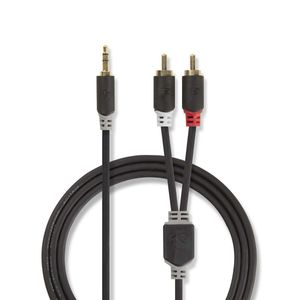 Stereo audiokabel | 3,5 mm male - 2x RCA male | 0,5 m | Antraciet