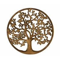 Wanddecoratie Tree of Life/levensboom ornament - Mdf hout - Dia 30 cm - bruin   -