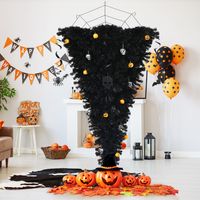 180cm Zwarte Kunstmatige Kerstboomverlichting Halloween-boom met 270 Stuks Paarse LED-Verlichting - thumbnail