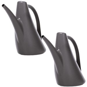 2x Stuks antraciet bloemen/planten gieters kunststof 1,5 liter