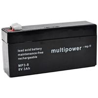 multipower PB-8-3 Loodaccu 8 V 3.2 Ah Loodvlies (AGM) (b x h x d) 134 x 69 x 36.5 mm Kabelschoen 4.8 mm Onderhoudsvrij, Geringe zelfontlading