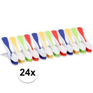 Wasknijpers - 24x stuks - multi-kleur - kunststof - wasspelden
