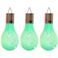 3x Buiten LED groene lampbolletjes solar verlichting 14 cm