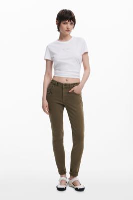 Embroidered skinny jeans waist - GREEN - 44