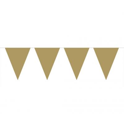 Party Vlaggenlijn puntvlaggetjes - kunststof - goud - 10 meter - Slinger - versiering