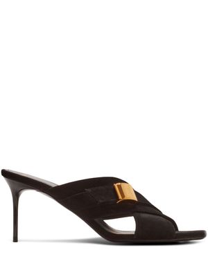Balmain mules Uma 75 mm en daim - Noir