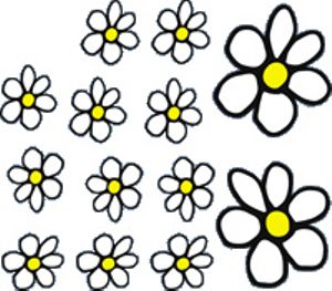 Sticker Flowers - wit/geel - 13.5x15.5cm AV103009