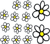 Sticker Flowers - wit/geel - 13.5x15.5cm AV103009