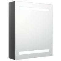 vidaXL Badkamerkast met spiegel LED 50x14x60 cm glanzend grijs - thumbnail