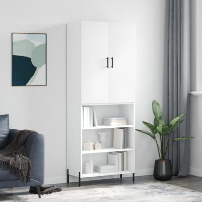Hoge kast 69,5x34x180 cm bewerkt hout wit