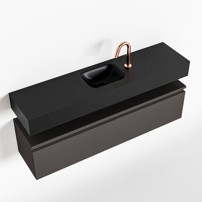 Toiletmeubel Mondiaz Andor | 120 cm | Meubelkleur Dark grey | Lex vrijhangend wastafel Urban Midden | 1 kraangat