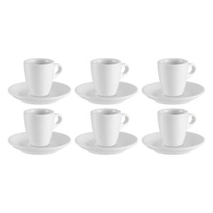 Vessia Espresso/koffie kopjes set - 12x - met schotels - 90ml - wit - porselein