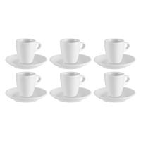 Vessia Espresso/koffie kopjes set - 12x - met schotels - 90ml - wit - porselein