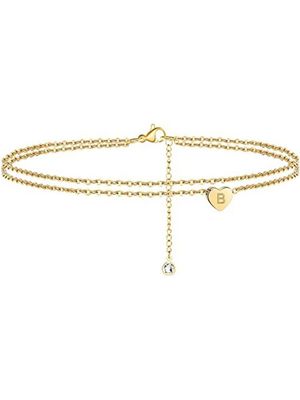 strand Dubbele Keten Hart Brief Enkelbandje strand Dubbele Keten Hart Brief Enkelbandje