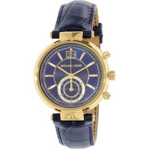 Michael Kors Dames MK2425 Blauw lederen Zwitsers chronograaf modehorloge