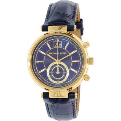 Michael Kors Dames MK2425 Blauw lederen Zwitsers chronograaf modehorloge