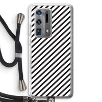 Strepen zwart-wit: Huawei P40 Pro Plus Transparant Hoesje met koord