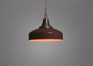 Biljartlamp antiek messing bordaux rood