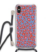 Leopard blue: iPhone XS Transparant Hoesje met koord