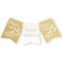 Paperdreams Verjaardag Vlaggenlijn 25 jaar - Gerecycled karton - wit/goud - 600 cm - Vlaggenlijnen