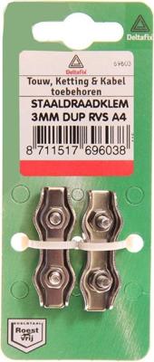 Staaldr.klem 2mm dup rvs 2st - Deltafix