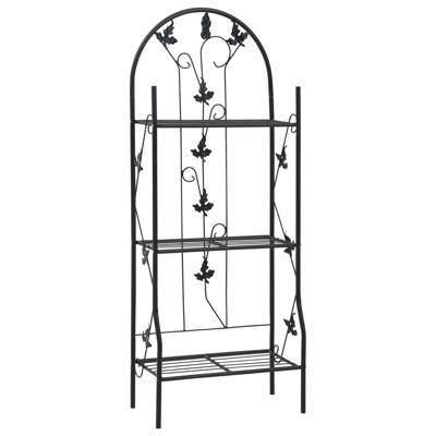VidaXL Plantenrek 3-laags 52x28x128 cm ijzer zwart