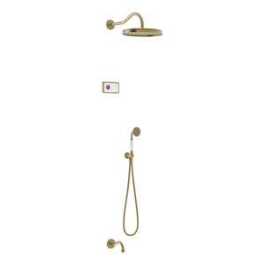 Regendouche set electronisch Tres Shower Technology Classic | Inbouw | Thermostaatkraan | 3-weg | Vintage | Messing oud mat