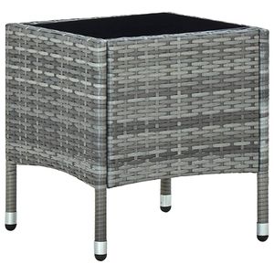 vidaXL Tuintafel 40x40x45 cm poly rattan grijs