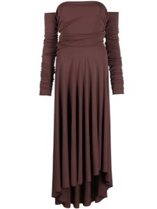 Erika Cavallini robe asymétrique Manila à épaules dénudées - Marron