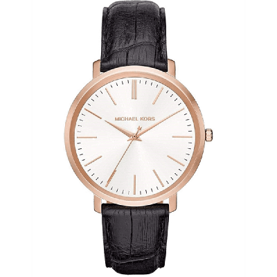 Michael Kors MK2472 Jaryn zwart lederen dameshorloge
