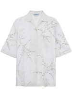 Prada chemise en soie transparente à fleurs brodées - Blanc