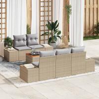 Tuinbankenset met kussen 6 pcs Beige poly rattan