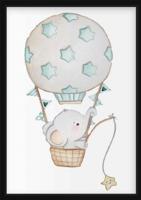 Poster - Olifant in hete luchtballon