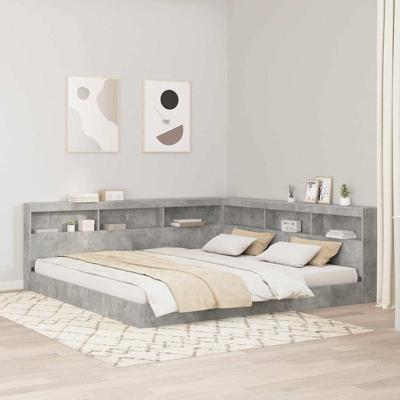 Opberghoofdbord met plank Betongrijs 180 cm Bewerkt hout