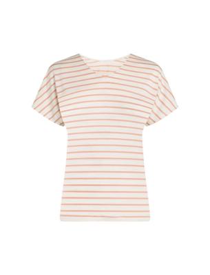 Icebreaker Drayden Reversible SS Top Stripe T-shirt Dames Ecru Heather/Desert Sand M