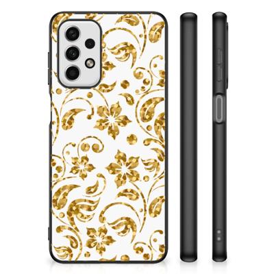 Samsung Galaxy A23 Bloemen Hoesje Gouden Bloemen