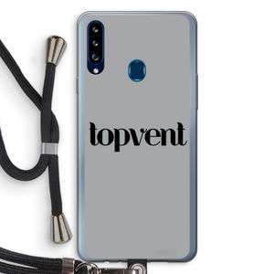 Topvent Grijs Zwart: Samsung Galaxy A20s Transparant Hoesje met koord