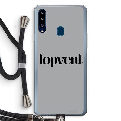 Topvent Grijs Zwart: Samsung Galaxy A20s Transparant Hoesje met koord