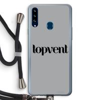 Topvent Grijs Zwart: Samsung Galaxy A20s Transparant Hoesje met koord