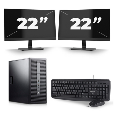HP EliteDesk 800 G2 Tower - Intel Core i7-6e Generatie - 16GB RAM - 256GB SSD - Windows 11 + 2x 22 inch Monitor